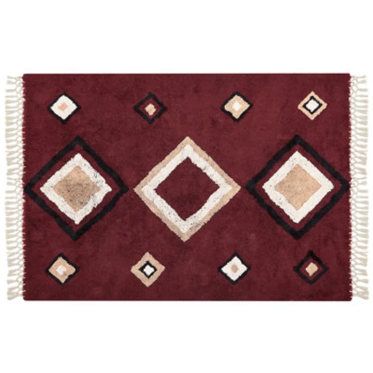 Image of Beliani Rug Siirt Red 160 X 230 Cm Cotton