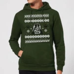 Image of Star Wars Darth Vader Knit Christmas Hoodie - Forest Green - L
