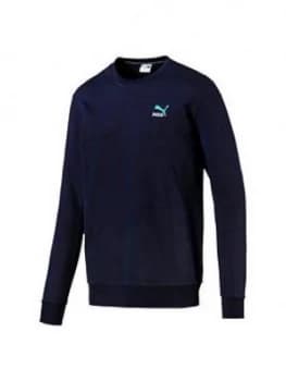 Image of Puma Classics Embossed Crew Sweat - Navy, Size L, Men