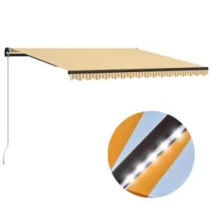 Image of Vidaxl Manual Retractable Awning With LED 400X300 Cm Yellow And White