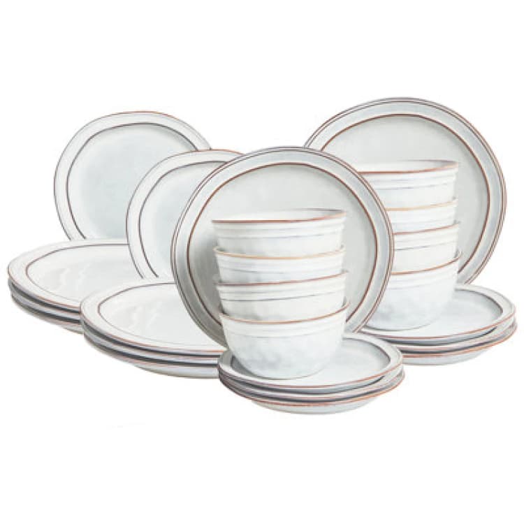 Image of Beliani Set Of 24 Dinnerware Chives Stoneware Light Grey