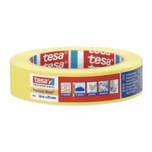Image of Crepe de precision 4334 lisse jaune longueur 50 m largeur 25mm rouleau TESA