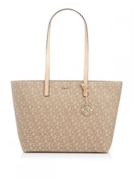Image of DKNY Coated logo medium shoulder tote Neutral