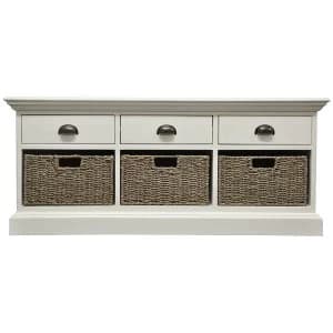 Image of Robert Dyas Tocino Ready Assembled 3-Drawer 3-Basket Wooden Storage Unit