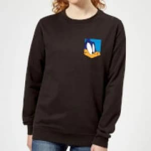 Image of Looney Tunes Road Runner Face Faux Pocket Womens Sweatshirt - Black - 5XL