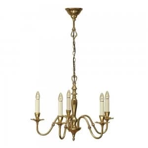 Image of 5 Light Multi Arm Ceiling Candle Pendant Solid Brass, E14