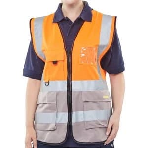 Image of BSeen High Vis Two Tone Executive Waistcoat 2LX OrangeGrey Ref