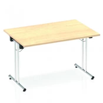 Image of Sonix Rectangular Chrome Leg Folding Meeting Table 1200x800mm Maple