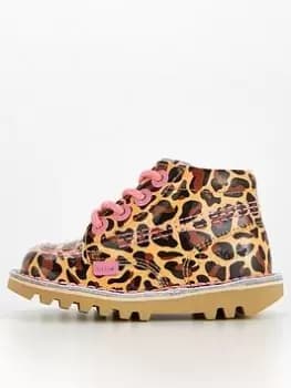 Image of Kickers Kick Hi Leopard Boot - Brown, Size 7 Younger