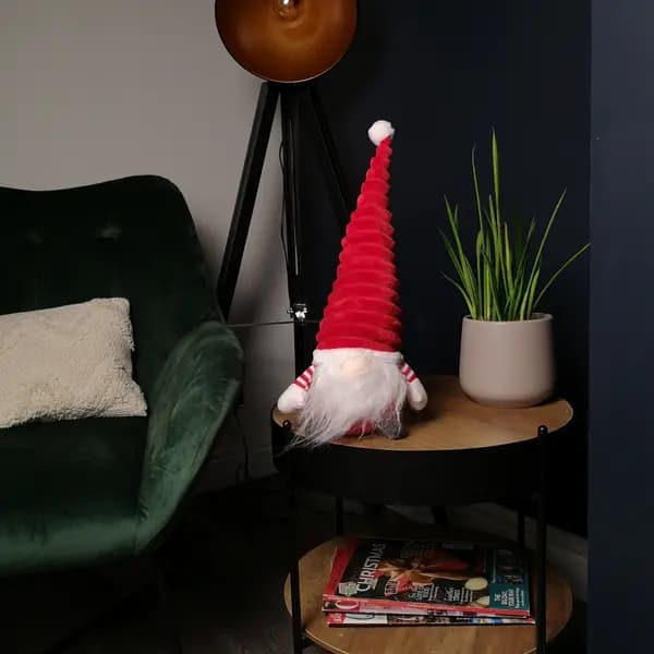 Image of 40cm Sitting Plush Christmas Gonk with Grooved Hat in Red