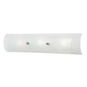 Image of IP44 3 Bulb Wall Light Bent Linen Glass Frames Polished Chrome LED G9 3.5W