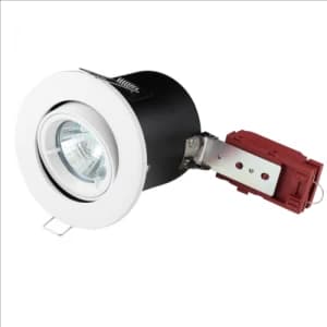 Image of KnightsBridge MR16 50W 12V Low Voltage 90 Minute Fire Rated Tilting Downlight - White