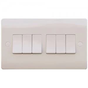 Image of ESR Sline 10A White 6G 2 Way 230V Electric Wall Plate Switch