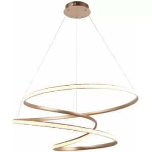 Image of Satin Gold Large Ceiling Pendant Tape Light & Matt White Diffuser Warm White led