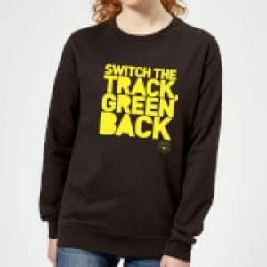 Image of Danger Mouse Switch The Track Green Back Womens Sweatshirt - Black