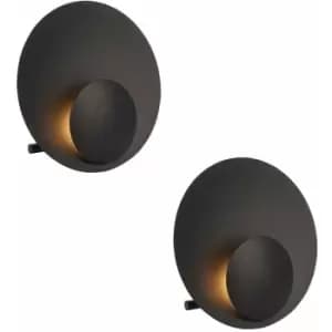 Image of 2 pack Black Large Modern Table Lamp Light - Integrated LED - 3000K Warm White