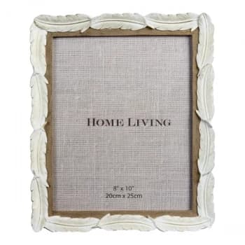 Image of 8" x 10" - HESTIA White Resin Feather Photo Frame