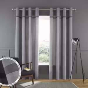 Image of Catherine Lansfield Melville Woven Texture Grey Eyelet Curtains Grey