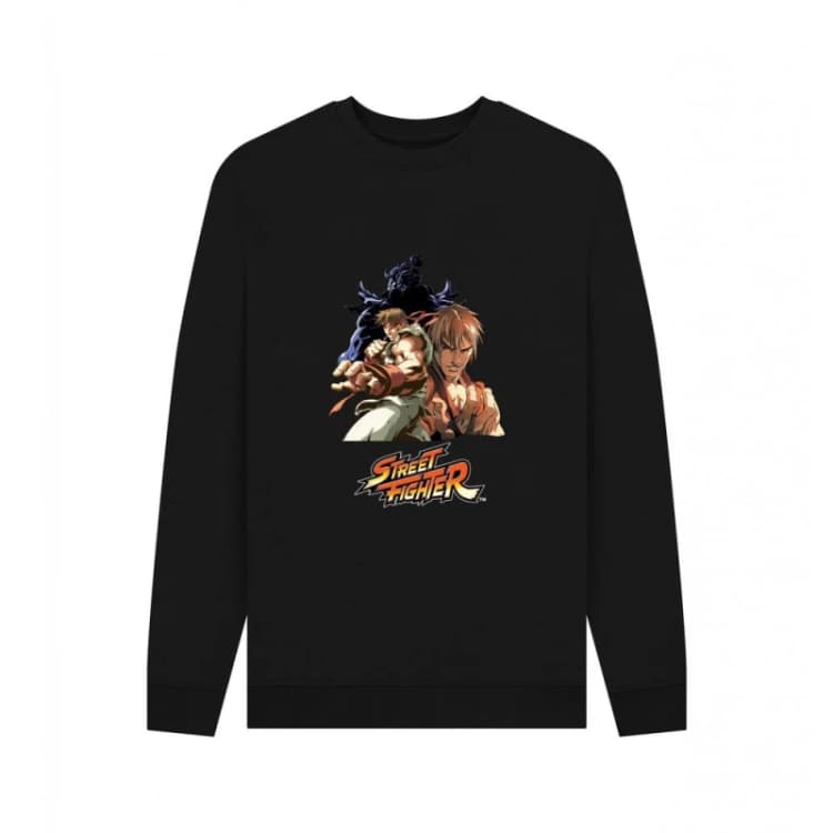 Image of Street Fighter Mens Group Pose Sweatshirt in Black Size: Small Black Male S