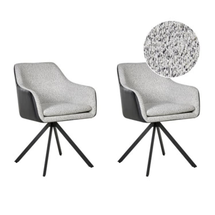 Image of Beliani Set Of 2 Dining Chairs Lithia Fabric Black/ White