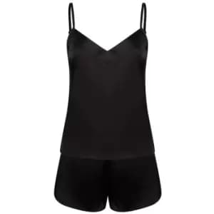 Image of Towel City Ladies/Womens Satin Cami Short PJs (M/L) (Black)