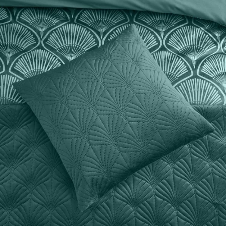 Image of Catherine Lansfield Art Deco Pearl Cushion Cushions 43x43cm Green 42484590043
