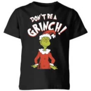 Image of The Grinch Dont Be A Grinch Kids Christmas T-Shirt - Black - 9-10 Years