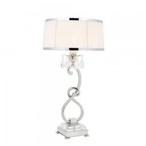 Image of 1 Light Medium Table Lamp Polished Nickel Plate with White Shade, E14