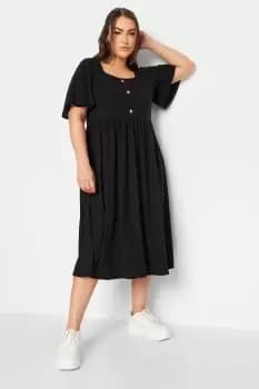Image of Ribbed Square Neck Midi Dress