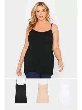 Image of Yours Cami Vest 3 Pack Black; White And Nude, Multi, Size 20, Women