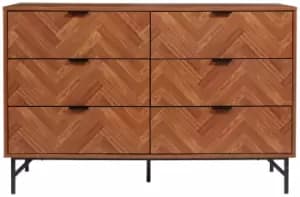 Image of Lloyd Pascal Dark Chevron 6 Drawer Chest - Dark Wood