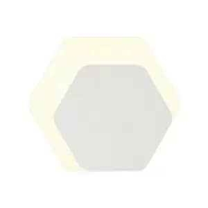 Image of Magnetic Base Wall Lamp, 12W LED 3000K 498lm, 15, 19cm Horizontal Hexagonal Right Offset, Sand White, Acrylic Frosted Diffuser - Luminosa Lighting