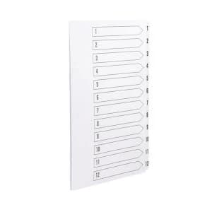 Image of Concord Presentation Index Unpunched White Mylar Tabs 1-12 A4 White Ref 75301 Pack 10