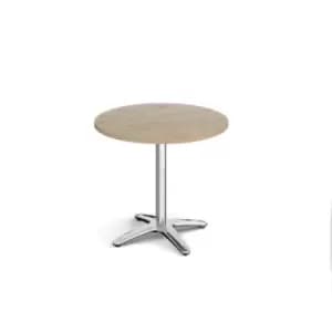 Image of Roma circular dining table with 4 leg chrome base 800mm - barcelona walnut