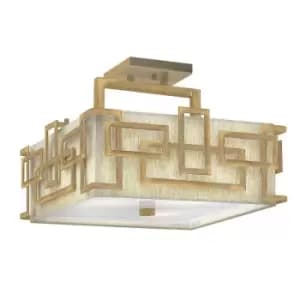 Image of 3 Bulb Semi Flush Light 1920's Style Glass Opaque Shades Bronze LED E27 100W