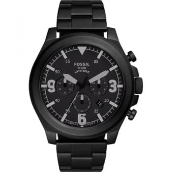 Image of Fossil Black 'Latitude' Chronograph Classical Watch - FS5754