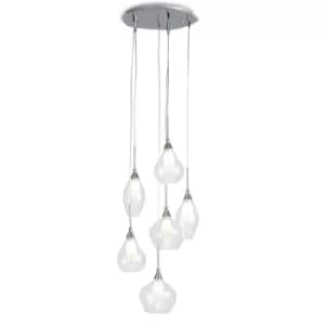 Image of SKYLINE 6 Light Cluster Pendant Ceiling Light Transparent 42x22.5cm