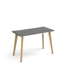 Image of Giza straight desk 1200mm x 600mm with wooden legs - oak finish, grey top