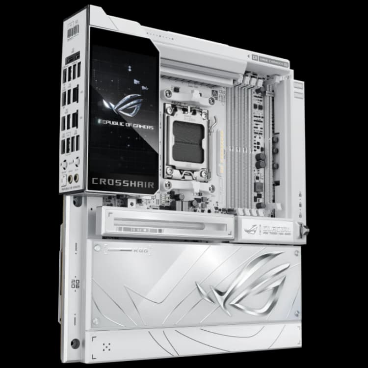 Image of ASUS ROG Crosshair X870E Glacial Motherboard - AM5, WiFi 7, PCIe 5.0, DDR5, 10GB LAN - White - 90MB1NQ0-M0EAY0