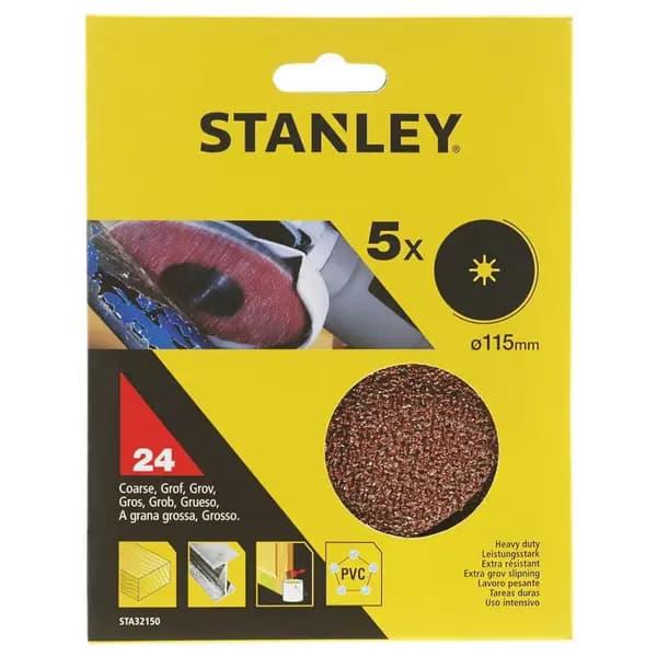 Image of Stanley Fibre Sanding Discs for 115mm Angle Grinders STA32150 Diameter: 115mm