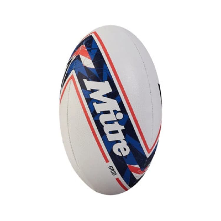 Image of Mitre Grib Rugby Ball White/blue (5)