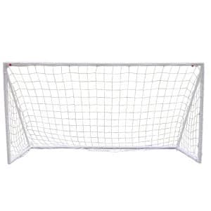 Image of Charles Bentley Pair Of Plastic Portable White Football Goal Inc Net - 8ft X 4ft