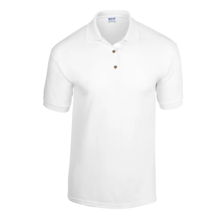 Image of Gildan Knitted Dryblend Jersey Polo Shirt White male