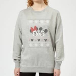 Image of Disney Mickey and Minnie Womens Christmas Sweatshirt - Grey - 3XL