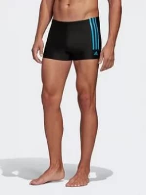 Image of adidas Semi 3-stripes Swim Briefs, Black/Blue, Size 26, Men