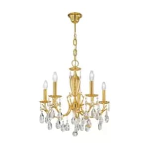 Image of Victoria Classic Crystal 5 Arm Chandelier Polished Gold, 5x E14