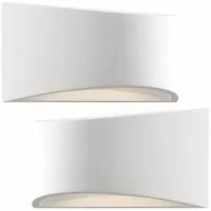 Image of 2 pack 300mm LED Wall Light Warm White White (ready to paint) Curved Bed Lamp