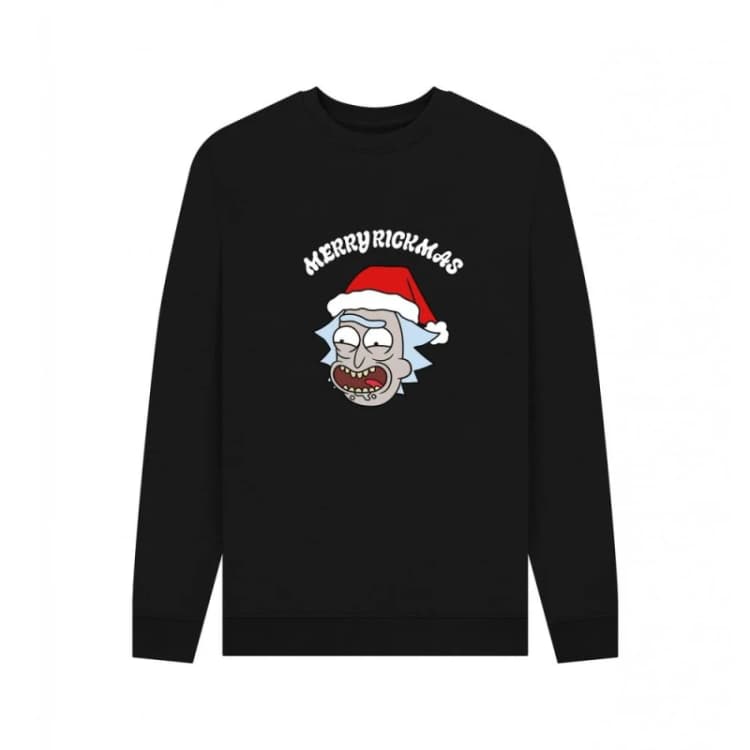 Image of Rick & Morty Mens Merry Rickmas Sweatshirt in Black Size: Small Black Male S