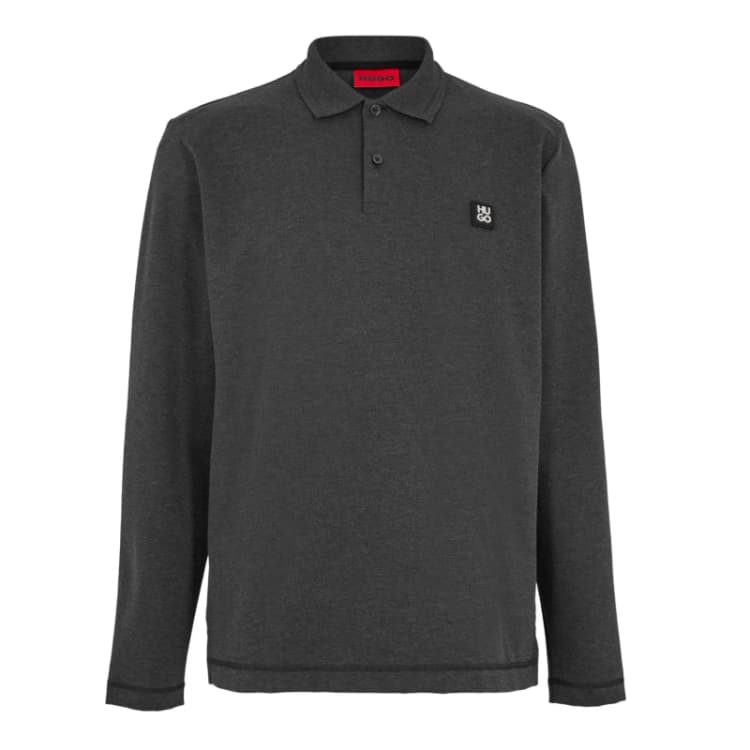 Image of Hugo Mens Dinote Red Long Sleeve Polo Shirt Medium Grey 037 male S