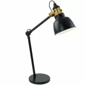 Image of Eglo Angular Table Lamp In Black And Bronzed Steel